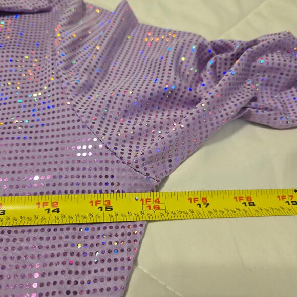 Pretty Little Things Lilac Sparkle Ruched Cut Out Mini Dress SZ 4 Rave Party - Picture 5 of 11